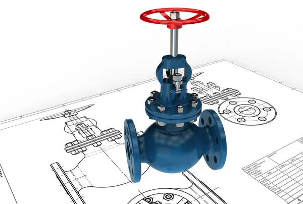 Ilustración 3d de válvulas de gas —  Fotos de Stock