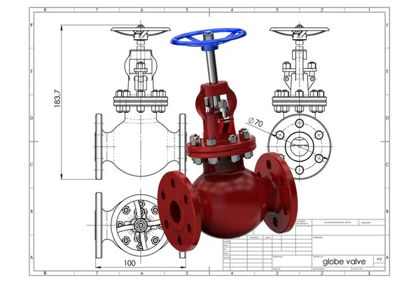 Ilustración 3d de válvulas de gas — Foto de Stock