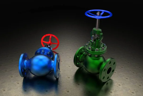 3D illustratie van gas kleppen — Stockfoto