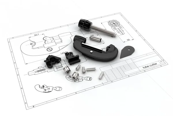 Illustrazione 3d di tagliatubi — Foto Stock