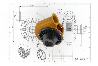 3D illustration of turbo pump clipart