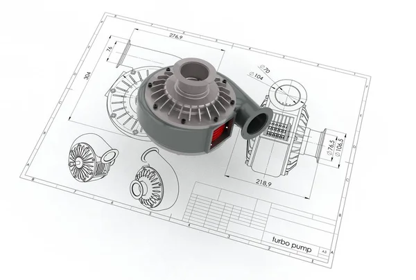 터보 펌프의 3d 그림 — 스톡 사진