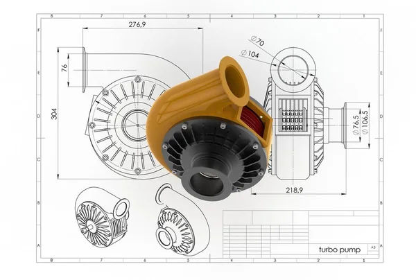 Ilustração 3D da bomba turbo — Fotografia de Stock