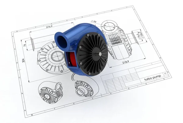 3D illustration of turbo pump — Stock Photo, Image