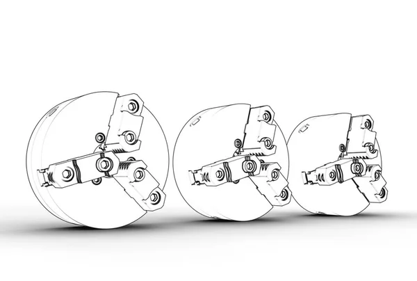 旋盤のチャックの 3 d イラストレーション — ストック写真