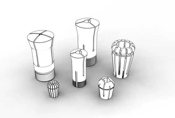3D-afbeelding van metalen spantangen voor instrumenten — Stockfoto