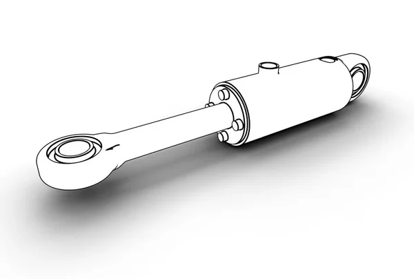3d illustration of hydraulic cylinder — Stock Photo, Image