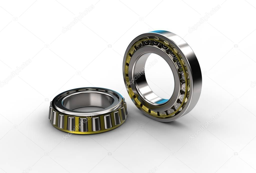 3D illustration of tapered roller bearing
