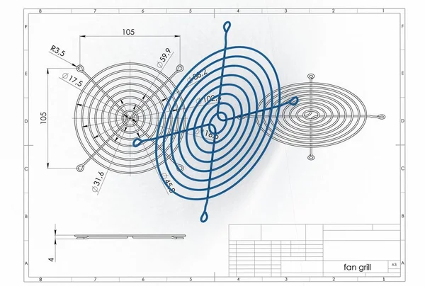 3D illustration of fan grill