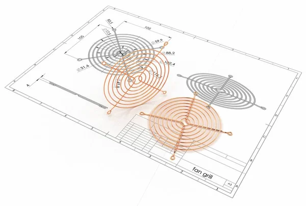 3D illustration of fan grill