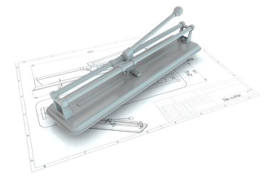 3D illüstrasyon kiremit kesici