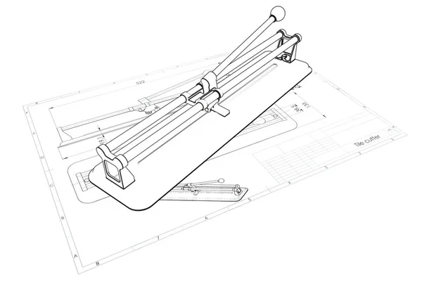 3D illüstrasyon kiremit kesici — Stok fotoğraf