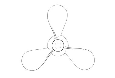 Pervane üzerinde beyaz izole 3D çizimi