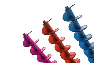 Arşimet vidası beyaz izole 3D çizimi