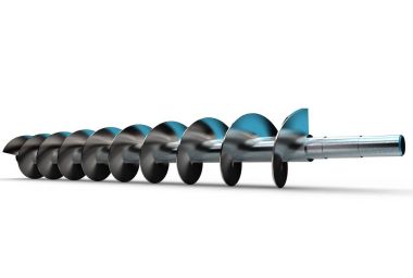 Arşimet vidası beyaz izole 3D çizimi