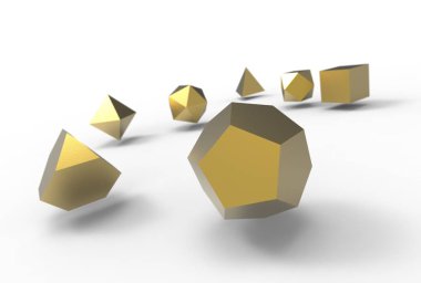 Platonik katı üzerinde beyaz izole 3D çizimi