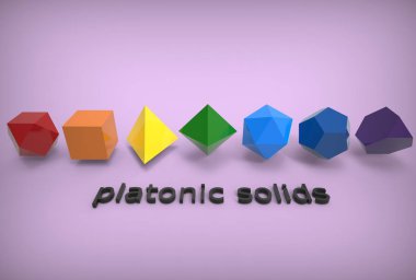 Platonik katı üzerinde beyaz izole 3D çizimi