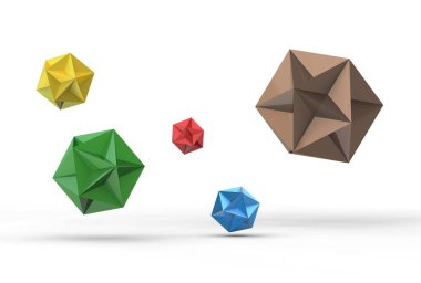 büyük dodecahedron beyaz izole 3D çizimi
