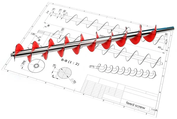 3D çizimi Arşimet vida yukarıda Mühendislik Çizim