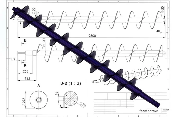 Ilustración Arquímedes Tornillo Por Encima Dibujo Ingeniería —  Fotos de Stock