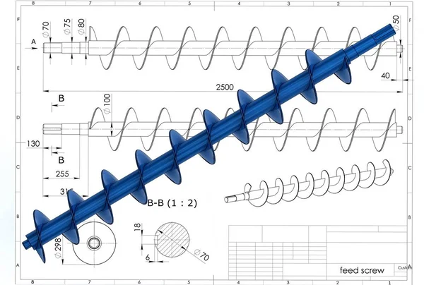 Ilustración Arquímedes Tornillo Por Encima Dibujo Ingeniería —  Fotos de Stock