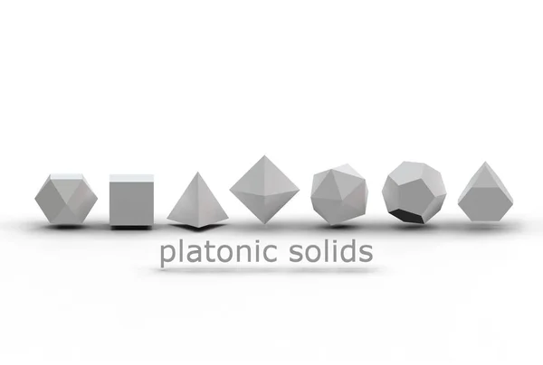 Иллюстрация Платонических Тел Изолированных Белом — стоковое фото