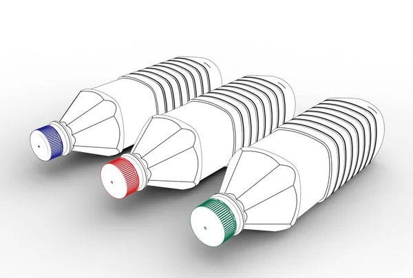 Ilustração Garrafas Plástico Isoladas Branco — Fotografia de Stock