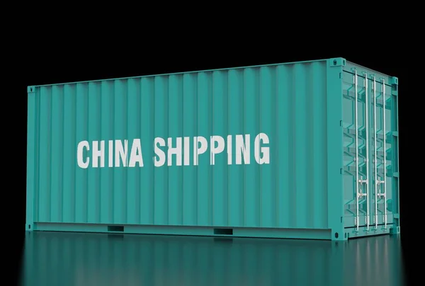 Illustratie Van China Container Geïsoleerd Zwart — Stockfoto