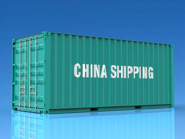 3d illustration of china containers isolated on blue