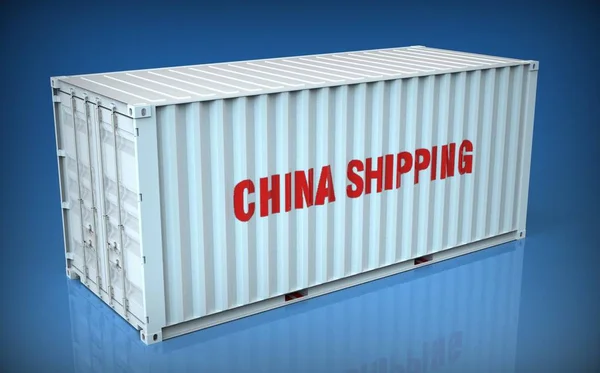 Illustratie Van China Containers Geïsoleerd Blauw — Stockfoto
