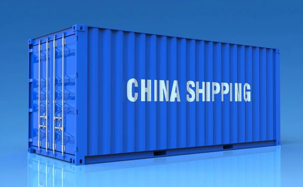 3d illustration of china containers isolated on blue