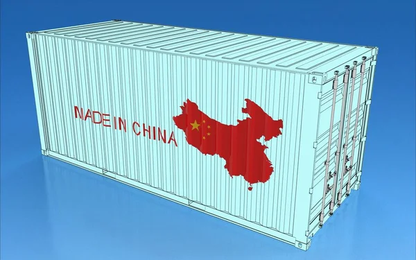 3d illustration of china containers isolated on blue