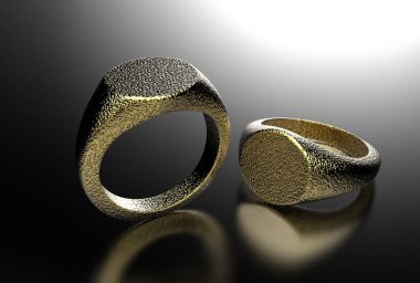 mühür yüzüğü siyah izole 3D çizimi