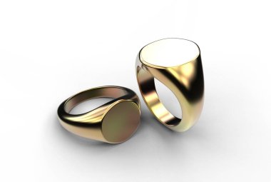 Mühür halkasının beyaz üzerine izole edilmiş 3B çizimi