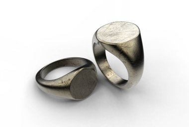 Mühür halkasının beyaz üzerine izole edilmiş 3B çizimi