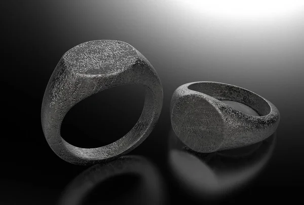 3D illustration of signet ring isolated on black