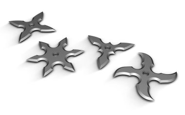 Ninja shuriken 'in 3 boyutlu çizimi izole edildi