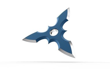 Ninja shuriken 'in 3 boyutlu çizimi izole edildi 