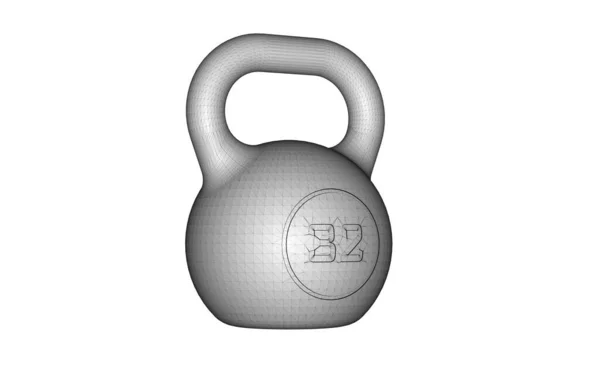 Kettlebell Boyutlu Çizimi Izole Edildi — Stok fotoğraf