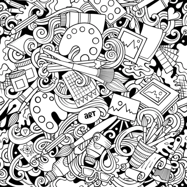 Cartoon cute doodles hand drawn Artist seamless pattern — Stock Photo, Image