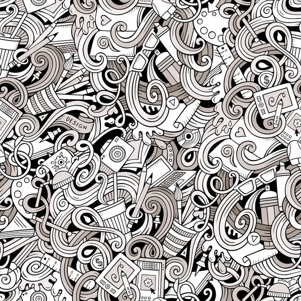 Karikatury, kreslené čmáranice na téma bezešvé pattern Design — Stock fotografie