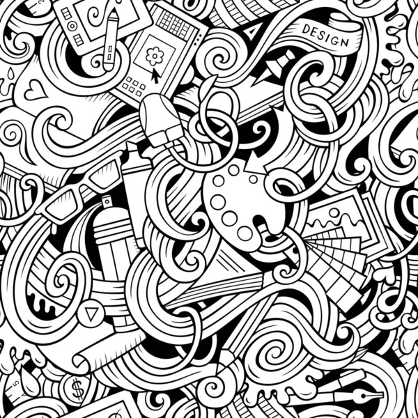 Cartoon hand-drawn doodles on the subject of Design seamless pattern — Stock Photo, Image