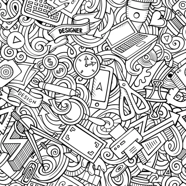 Cartoon cute doodles hand getekende ontwerper naadloze patroon — Stockfoto