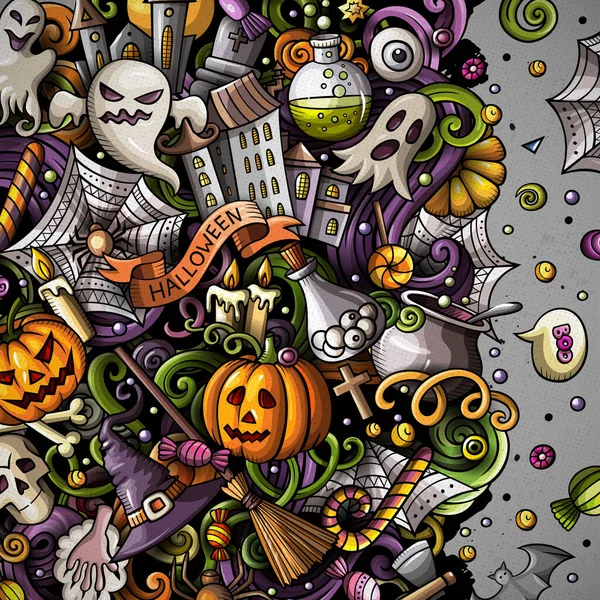 Dessin animé mignonnes griffes dessinées à la main Happy Halloween frame design — Photo