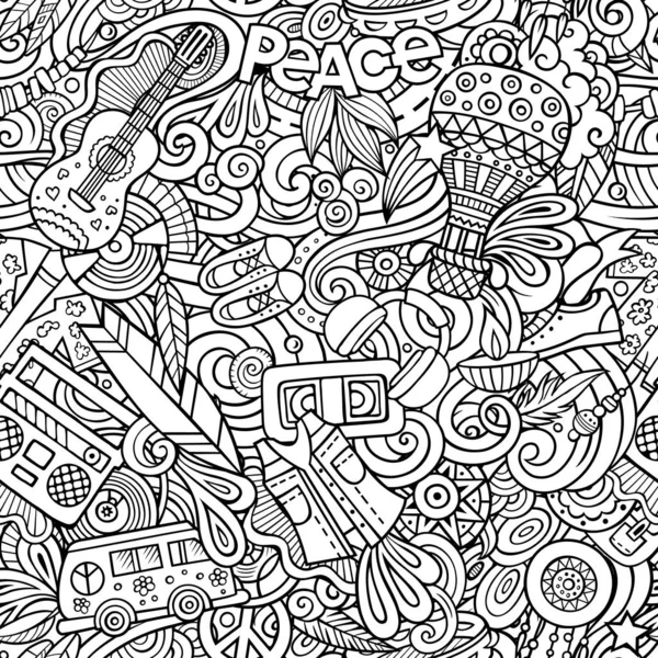 Cartoni animati disegnati a mano Doodles sul tema del tema stile Hippie — Foto Stock