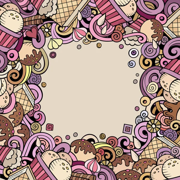 Cartoon hand-drawn doodles Ice Cream frame illustration. — Stock Photo, Image