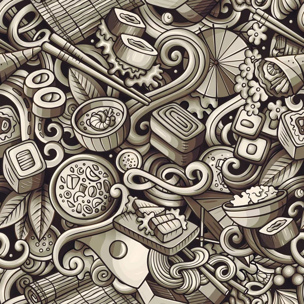 Tecknad söt doodles hand Drawn Japan mat sömlösa mönster — Stockfoto