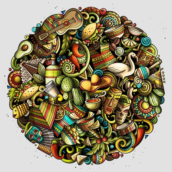 Κινούμενα σχέδια χρώμα doodles Λατινική Αμερική εικονογράφηση — Φωτογραφία Αρχείου