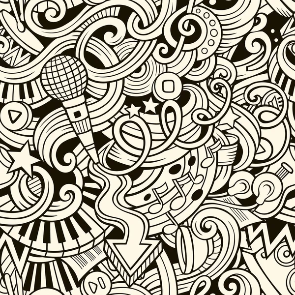 Kreskówka rysowane ręcznie gryzmoły wzór muzyki — Zdjęcie stockowe