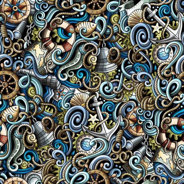 Мультяшний намальований вручну морські каракулі безшовний візерунок — стокове фото